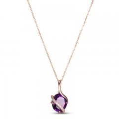 Amethyst & White Lab-Created Sapphire Wrap Necklace 10K Rose Gold 18"