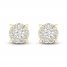 Diamond Halo Stud Earrings 1/4 ct tw Round-Cut 10K Yellow Gold