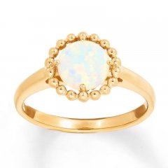 Lab-Created Opal Ring 10K Yellow Gold