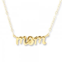 Petite Mom Necklace 14K Yellow Gold 17" Length