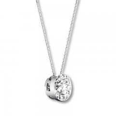 Diamond Solitaire Necklace 1/2 Carat 14K White Gold