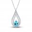 Swiss Blue Topaz & White Lab-Created Sapphire Necklace Sterling Silver 18"