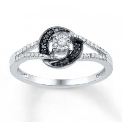 Black/White Diamond Promise Ring 1/8 ct tw Sterling Silver