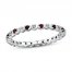 Stackable Garnet Ring 1/20 ct tw Diamonds Sterling Silver