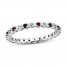 Stackable Garnet Ring 1/20 ct tw Diamonds Sterling Silver