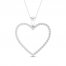 Diamond Heart Necklace 1/2 ct tw Round-cut 10K White Gold 18"