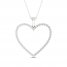 Diamond Heart Necklace 1/2 ct tw Round-cut 10K White Gold 18"