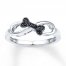 Bone Infinity Ring 1/20 ct tw Black Diamonds Sterling Silver