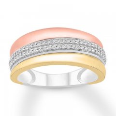 Diamond Ring 1/4 ct tw Round-cut 10K Tri-Color Gold