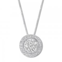 Diamond Necklace 3/4 ct tw Round-cut 14K White Gold