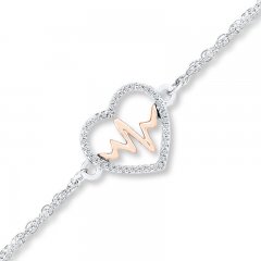 Heartbeat Anklet 1/15 ct tw Diamonds Sterling Silver/10K Gold