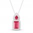 Lab-Created Ruby & White Lab-Created Sapphire Necklace Sterling Silver 18"