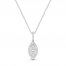 Diamond Marquise Cluster Necklace 1/3 ct tw Round-cut 10K White Gold 18"