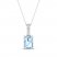 Aquamarine & White Lab-Created Sapphire Necklace Sterling Silver 18"