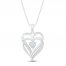 Lab-Created Opal & Diamond Heart Necklace Sterling Silver 18"