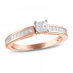 Diamond Engagement Ring 5/8 ct tw Princess-cut 14K Rose Gold