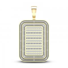 Men's Diamond Dog Tag Charm 1 ct tw Baguette & Round-cut 10K Yellow Gold