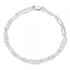 Open Link Anklet Sterling Silver 10" Length