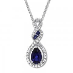 Lab-Created Sapphire Necklace Sterling Silver