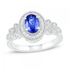 Blue & White Lab-Created Sapphire Ring Sterling Silver