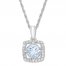 Aquamarine Necklace 1/10 ct tw Diamonds 10K White Gold 17"