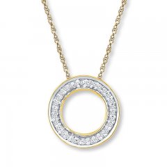 Circle Necklace 1/20 ct tw Diamonds 10K Yellow Gold