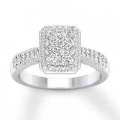 Diamond Engagement Ring 1/2 ct tw Round-cut 10K White Gold