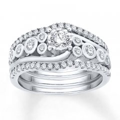 Diamond Bridal Set 3/4 ct tw Round-cut 14K White Gold