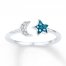 Midi Star Ring Blue/White Diamonds Sterling Silver