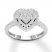 Diamond Heart Engagement Ring 1/2 ct tw Round 10K White Gold