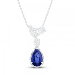 Blue & White Lab-Created Sapphire Necklace Sterling Silver 18"