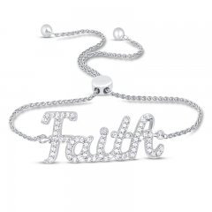 Diamond Faith Bolo Bracelet 1/5 ct tw 10K White Gold