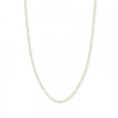 Beaded Curb Chain Necklace 14K Yellow Gold 16" Length