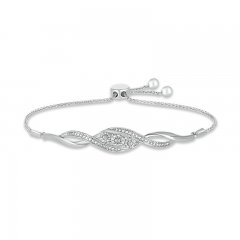 Diamond Bolo Bracelet Round-cut Sterling Silver