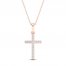 Diamond Cross Necklace 1/10 ct tw Round-Cut 10K Rose Gold 18"