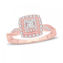 Diamond Engagement Ring 3/8 ct tw Princess/Round 14K Rose Gold