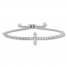 Diamond Cross Bolo Bracelet 1-1/2 cttw Round-cut 10K White Gold