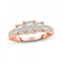 Three-Stone Diamond Engagement Ring 1 ct tw Princess & Round-cut 14K Rose Gold