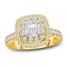 Diamond Engagement Ring 3/4 ct tw Princess/Round 14K Yellow Gold