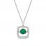 Unstoppable Love Emerald & Diamond Necklace 1/10 ct tw Round-Cut Sterling Silver 19"