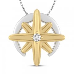 True North Diamond Star Necklace 1/15 ct tw 10K Yellow Gold/Sterling Silver 16"