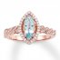 Aquamarine Engagement Ring 1/3 ct tw Diamonds 14K Rose Gold