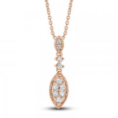 Diamond Necklace 1/4 ct tw Round-cut 10K Rose Gold 18"