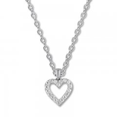 Diamond Heart Necklace 1/4 ct tw Round-cut 10K White Gold