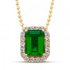 Lab-Created Emerald Necklace 10K Yellow Gold 15"-18" Adj.