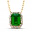 Lab-Created Emerald Necklace 10K Yellow Gold 15"-18" Adj.