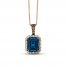 Le Vian Blue Topaz Necklace 1/4 ct tw Diamonds 14K Strawberry Gold 18"