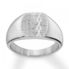 Men's Textured Signet Ring Stainless Steel