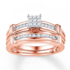 Diamond Bridal Set 1/5 ct tw Round-cut 10K Rose Gold