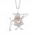 Disney Treasures Alice in Wonderland "White Rabbit" Diamond Necklace 1/10 ct tw Sterling Silver/10K Rose Gold 18"